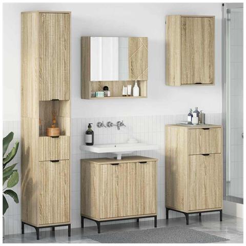 Set di mobili per il bagno con cassetto con porta Rovere Sonoma - Foto 2