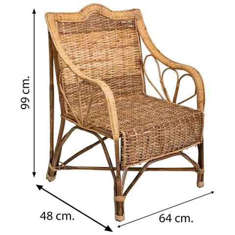Poltrona In Bambù E Rattan Marrone 64x48x99h - Foto 8