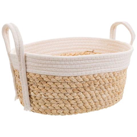 Cesto In Corda Intrecciata Bianca 36x26x16h - Foto 1