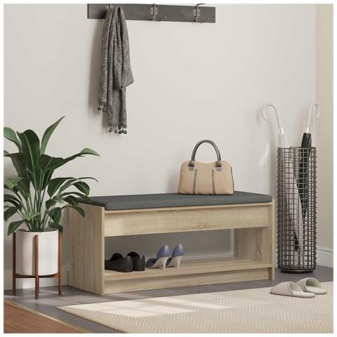 Panca per ingresso con cuscino Rovere Sonoma 103 x 38 x 45 cm - Foto 2