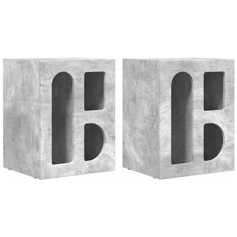 Comodino 2 pcs Grigio cemento 40 x 35 x 50 cm Legno multistrato - Foto 1