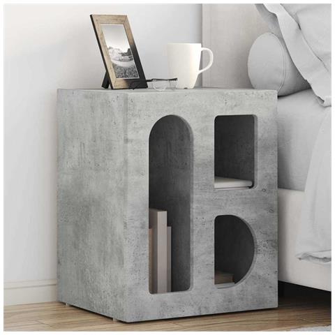 Comodino 2 pcs Grigio cemento 40 x 35 x 50 cm Legno multistrato - Foto 2