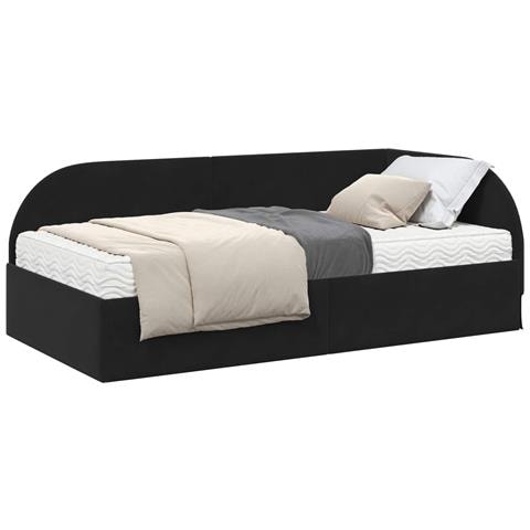 Struttura Letto Angolare con Materasso 2 pcs Nero Velluto - Foto 1