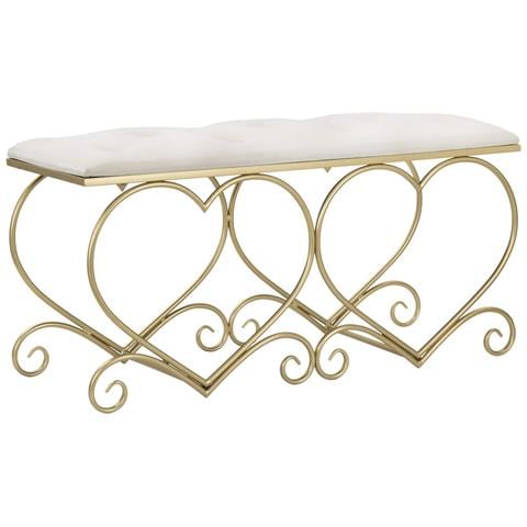 Panca Heart Crema E Gold - 105 X 37,5 X H 51,5 Cm - Foto 1