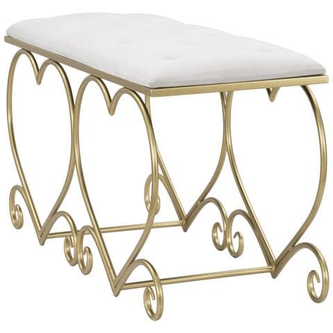 Panca Heart Crema E Gold - 105 X 37,5 X H 51,5 Cm - Foto 2