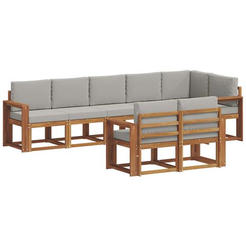 Set di divani da esterno 8 pcs Grigio Naturale e Chiaro - Foto 1