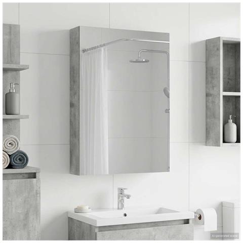 Mobiletto per specchio da bagno con lo scaffale Grigio cemento - Foto 2