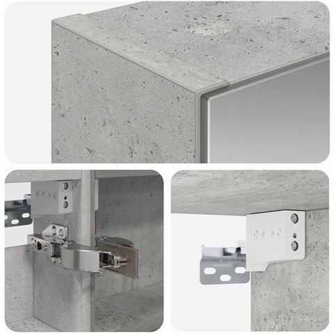Mobiletto per specchio da bagno con lo scaffale Grigio cemento - Foto 9