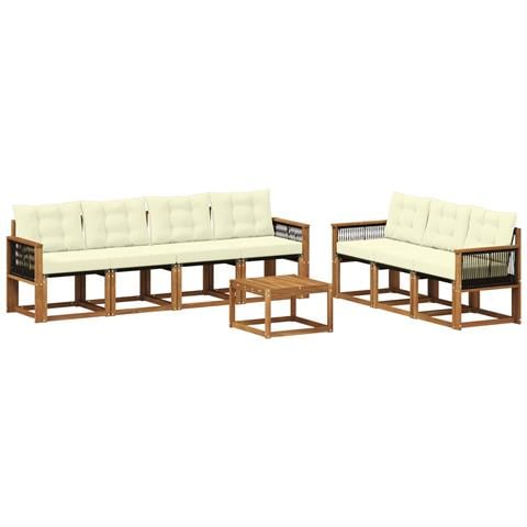 Set di divani da esterno con cuscino 8 pcs Naturale e Crema - Foto 1