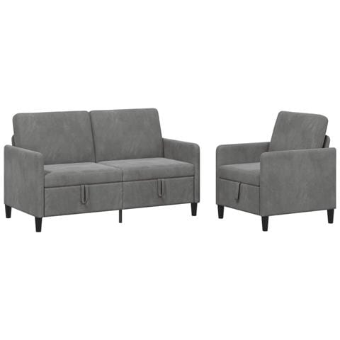 Set di Divani con Storage 2 pz Grigio Scuro Poliestere - Foto 1
