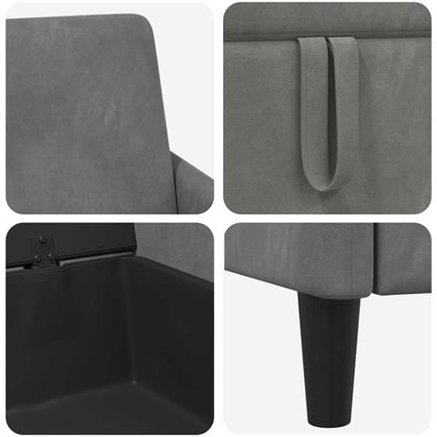 Set di Divani con Storage 2 pz Grigio Scuro Poliestere - Foto 8