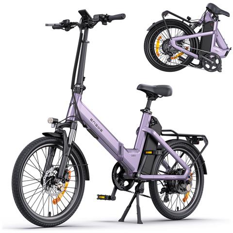 O20 Boost Bici elettrica pieghevole, motore 250W, batteria 48V 13,5Ah, autonomia massima 120 km, velocità massima 25 km /h, pneumatici antiforatura, ottima per tragitti cittadini e gite nel fine settimana, colore viola - Foto 1