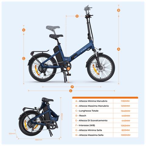 O20 Boost Bici elettrica pieghevole, motore 250W, batteria 48V 13,5Ah, autonomia massima 120 km, velocità massima 25 km /h, pneumatici antiforatura, ottima per tragitti cittadini e gite nel fine settimana, colore viola - Foto 8