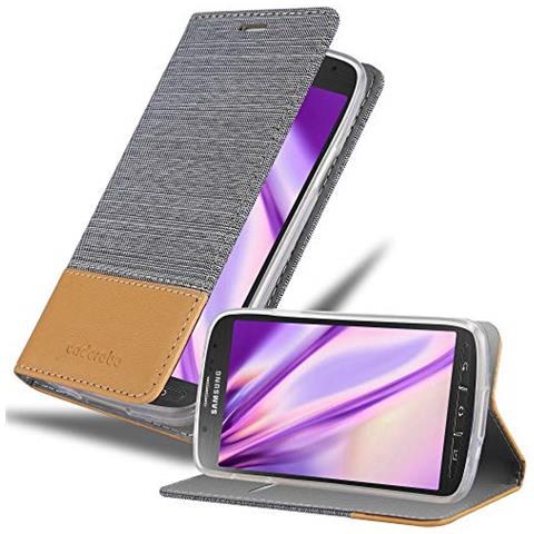 Custodia Compatibile Con Samsung Galaxy S4 Active In Grigio Chiaro Marrone - Coperchio Protettiva Con Chiusura Magnetica, Funzione Stand E Tasca Per Le Carte - Foto 1