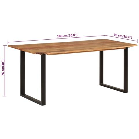 Tavolo Da Pranzo 180x90x76 Cm In Legno Massello Di Acacia - Foto 11