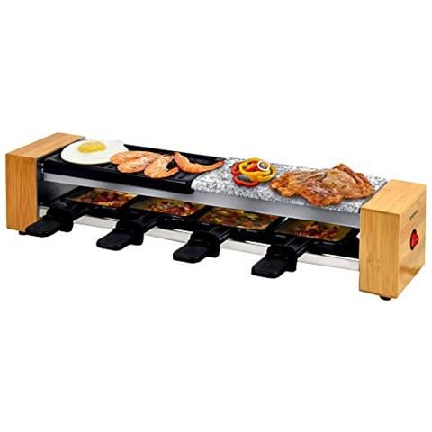 Chef-grill rac-600w corippo Raclette Antiaderente E Piastra Naturale (pietra Calda) Per 4 Persone, 600 W, Design In Legno - Foto 2