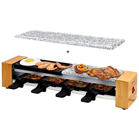 Chef-grill rac-600w corippo Raclette Antiaderente E Piastra Naturale (pietra Calda) Per 4 Persone, 600 W, Design In Legno - Foto 1