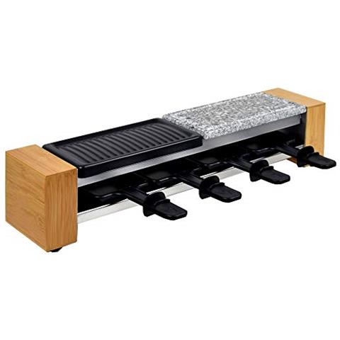 Chef-grill rac-600w corippo Raclette Antiaderente E Piastra Naturale (pietra Calda) Per 4 Persone, 600 W, Design In Legno - Foto 5