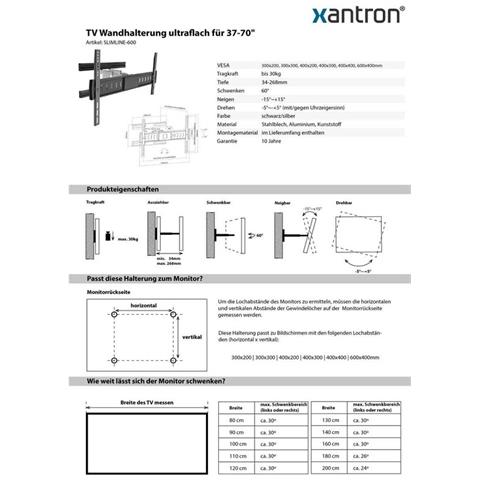 Supporto A Parete Per Monitor Tv 37-70"" Completamente Mobile In Alluminio Slimline-600 - Foto 3