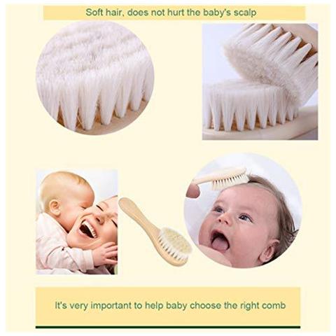 Spazzola Dei Capelli Del Bambino Con Manico In Legno E Molle Eccellente Capra Setole Per Neonati Toddlers - Foto 4