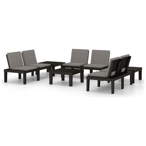 Set Divani Da Giardino Con Cuscini 6 Pz In Plastica Grigio - Foto 1