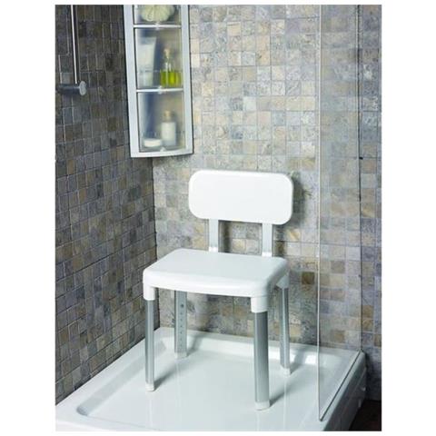 Sedia Da Doccia - Plastica - Supporta Fino A 150 Kg - 42 X 34 Cm - Bianco E Cromato - Foto 1