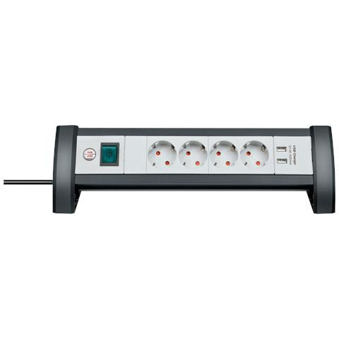 Brennenstuhl Office-line 4 Posti Nero/grigio Chiaro, 1,8 M, 2 Prese Di Ricarica Usb-a - Foto 2