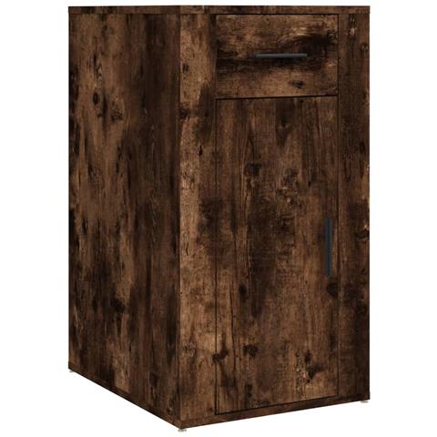 Scrivania Con Armadietto Rovere Fumo In Legno Multistrato - Foto 2