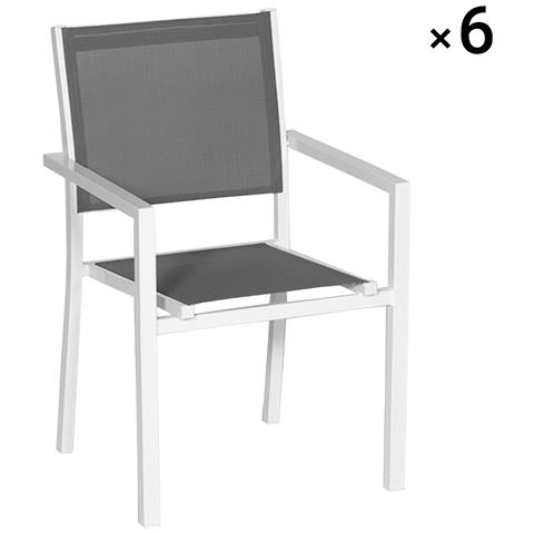 Set Di 6 Sedie In Alluminio Bianco - Textilene Grigio - Foto 11