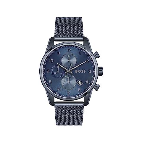 Orologio Con Cronografo Al Quarzo Da Uomo Con Cinturino In Maglia Metallica In Acciaio Inossidabile Blu - 1513836 - Foto 1