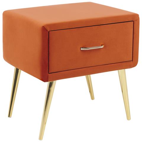 Comodino Velluto Arancione E Oro 46 X 38 Cm Flayat - Foto 2