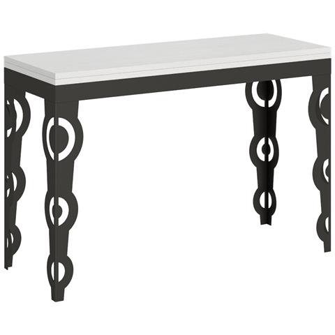 Tavolo Apribile 120x45/90 Cm Karamay Double Telaio Antracite - Bianco Frassino - Foto 4