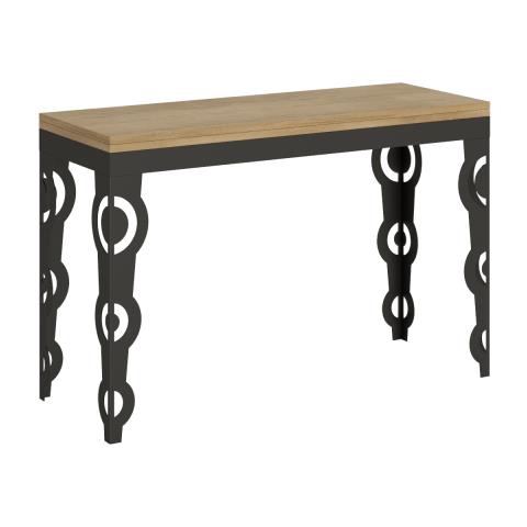 Tavolo Apribile 120x45/90 Cm Karamay Double Telaio Antracite - Bianco Frassino - Foto 1