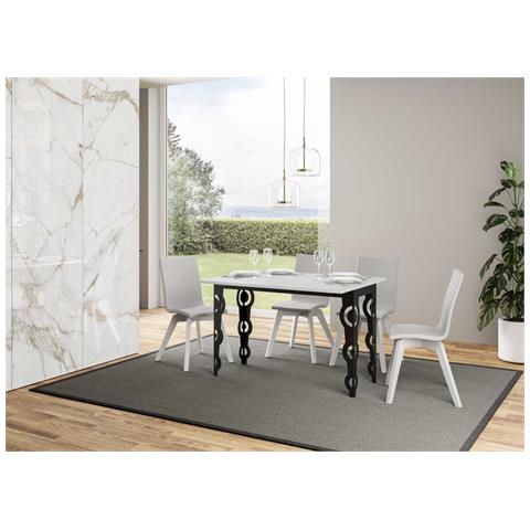 Tavolo Apribile 120x45/90 Cm Karamay Double Telaio Antracite - Bianco Frassino - Foto 2