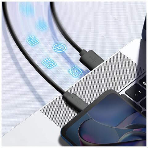 Cavo Da Usb A Usb-c Nero 1 Metro Per Telefono, Prodotto Originale, Nero - Foto 2