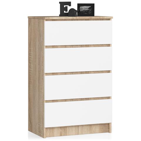 Cassettiera K60, 4 cassetti, 60x40x99 cm, Colore Sonoma Quercia e Bianco - Foto 1