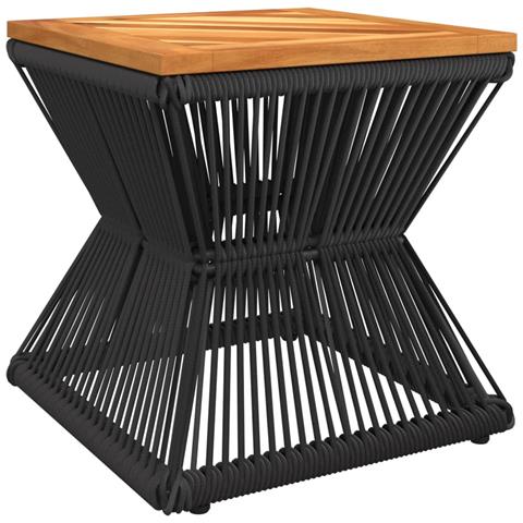 Tavolino Base In Filo Metallico Nero 38x38x38cm Massello Acacia - Foto 2