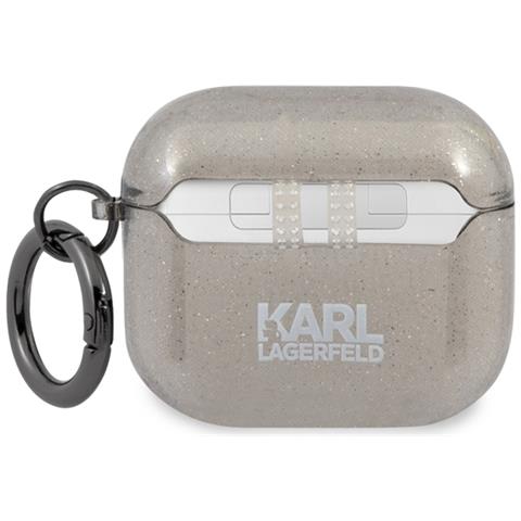 Cover Per Airpods 3 Glitter Chic In Tpu Alta Qualità, Nero / Argento - Foto 2