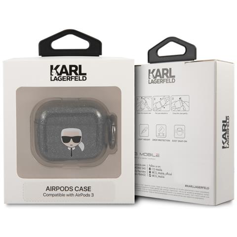 Cover Per Airpods 3 Glitter Chic In Tpu Alta Qualità, Nero / Argento - Foto 3