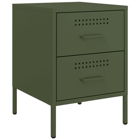 Comodino Verde Oliva 36x39x50,5 Cm In Acciaio - Foto 1