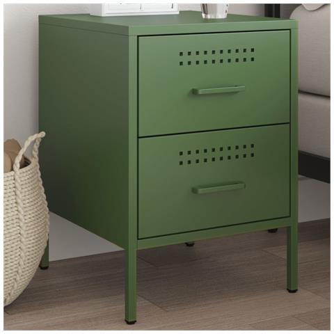 Comodino Verde Oliva 36x39x50,5 Cm In Acciaio - Foto 10