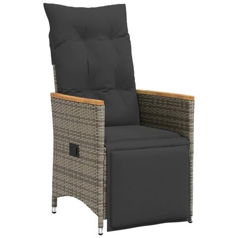Set Bistrò Da Giardino 9 Pz Con Cuscini In Polyrattan Grigio - Foto 2