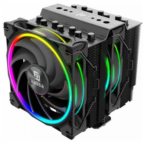 Akasa Soho H7 Processore Raffreddatore D'aria 12 Cm Nero 1 Pz (akasa Soho H7 Argb Cpu Cooler, Black, 2x 120mm Pwm Fan, D - Foto 1