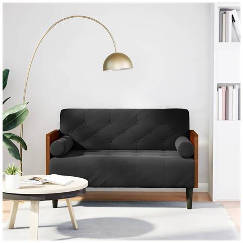 Divano Divanetto con Cuscini Bolster Nero 110 cm Velluto - Foto 1