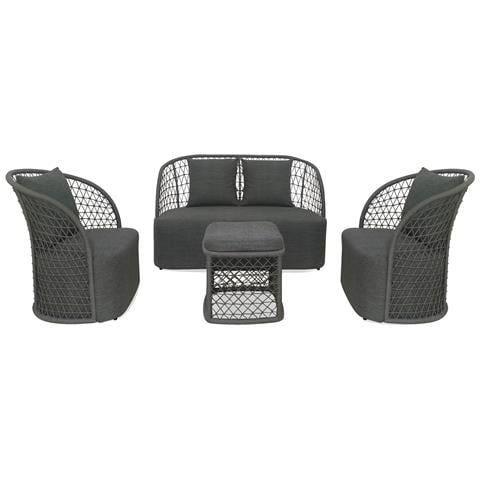 Asteroid - Salotto Con Struttura In Alluminio E Braccioli E Schienali In Rivestimento In Corda In Pvc - Foto 1