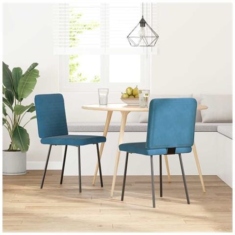 Sedie Da Pranzo 2 Pz Blu In Velluto - Foto 2