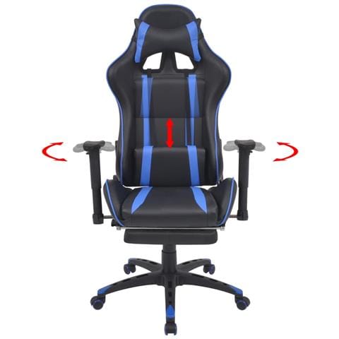 Sedia Da Ufficio Racing Reclinabile Con Poggiapiedi Blu - Foto 1