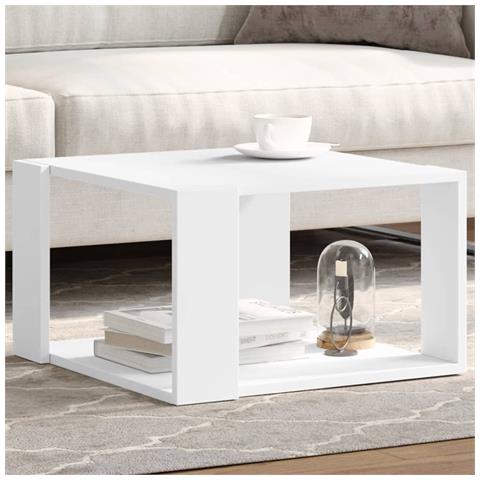Tavolino Da Caffè Bianco 51,5x51,5x30 Cm In Legno Ingegnerizzato - Foto 8
