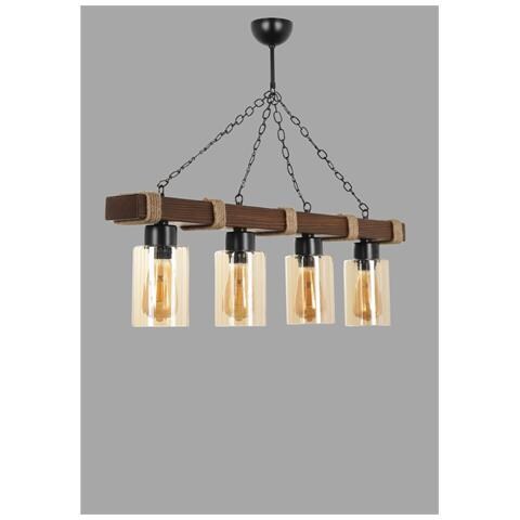Saphia Suspensión Fila 4 Lámparas Madera Y Metal - Foto 3