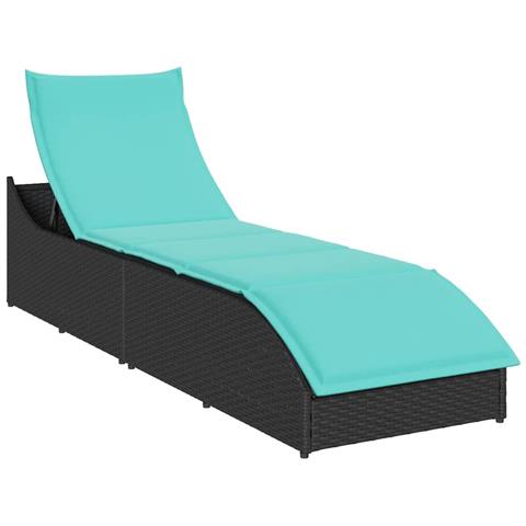 Lettino Prendisole Pieghevole con Cuscino e Portaoggetti Nero - Foto 1